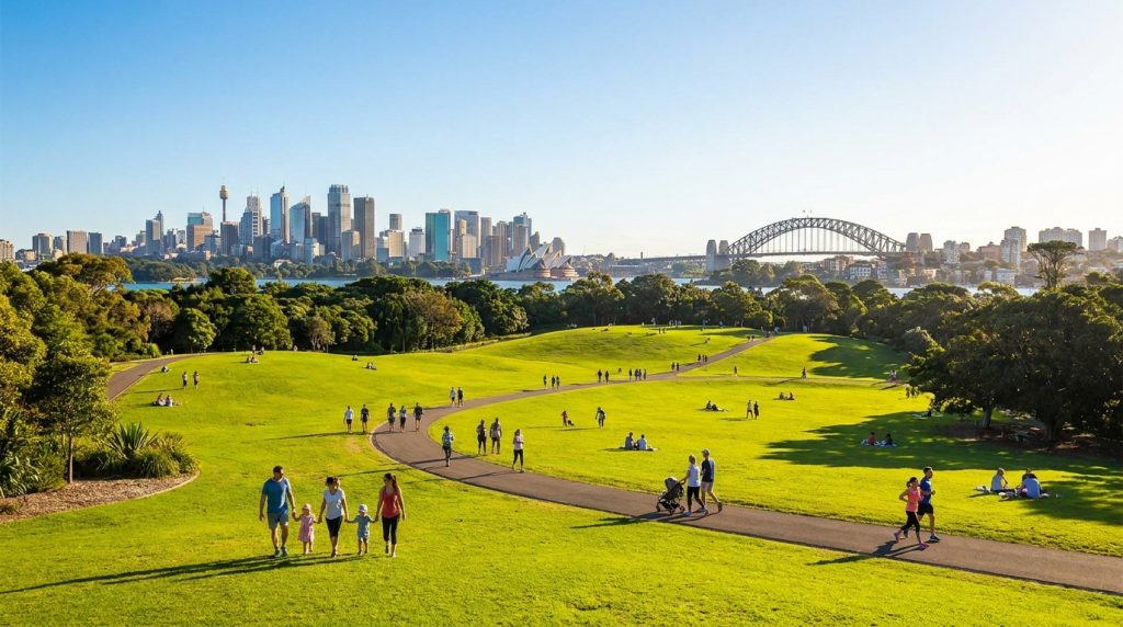 Sydney Park in Alexandria, a sprawling green space with city views